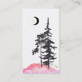 *~*  Crescent Moon Trees Gold Stars Glitter Pink