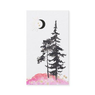 *~*  Crescent Moon Trees Gold Stars Glitter Pink