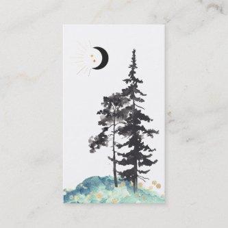 *~*  Crescent Moon Trees Pine Gold Stars Glitter