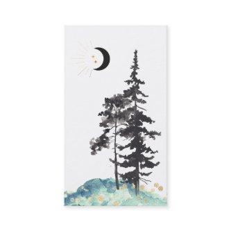 *~*  Crescent Moon Trees Pine Gold Stars Glitter