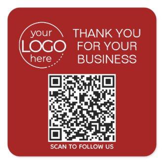 Crimson Red QR Code Smart Contact Square Sticker