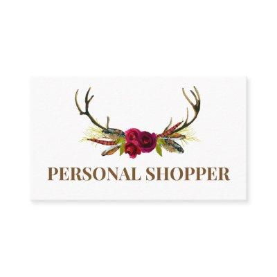 Crisp White & Boho Floral Antler Personal Shopper