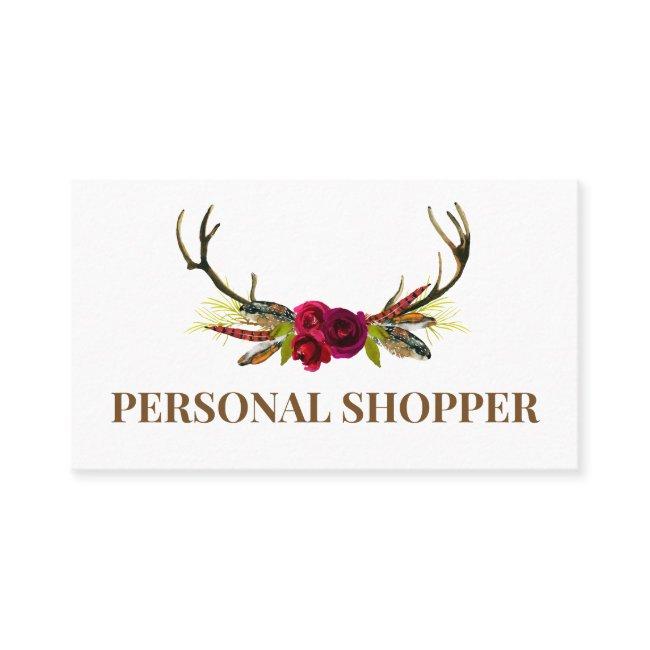 Crisp White & Boho Floral Antler Personal Shopper