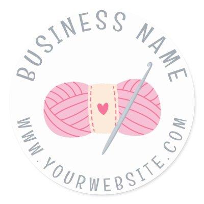 Crochet Crocheting Website Custom Business Name Classic Round Sticker