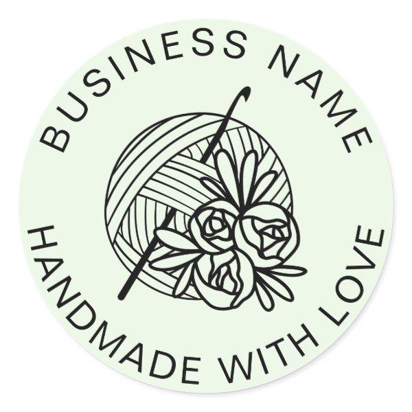 Crochet Handmade Custom Business Name Classic Round Sticker