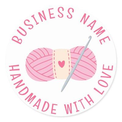Crochet Handmade Custom Business Name Classic Round Sticker