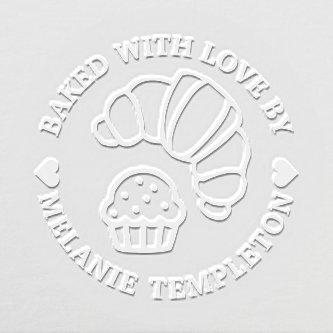 Croissant Muffin Round “Baked With love by” Name Embosser