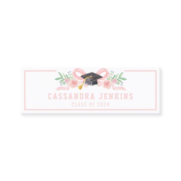 Croquette Pink Bow Graduation Name Card