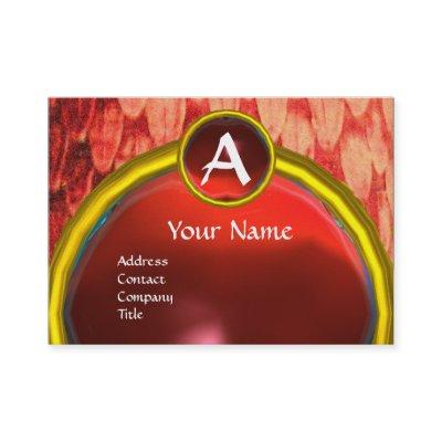 CROTALUS/SNAKE SKIN,RED RUBY GEM MONOGRAM Gold