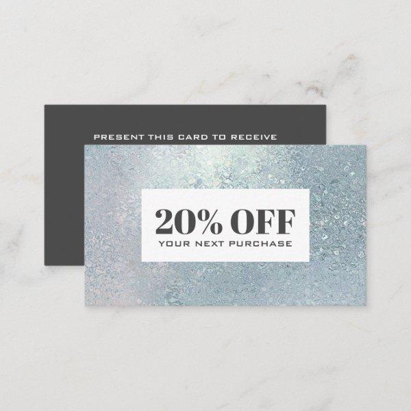 Crystal Blue glass pearl discount Coupon Card