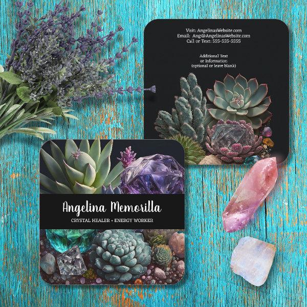 Crystal Healer Energy Worker Succulents Crystals Square
