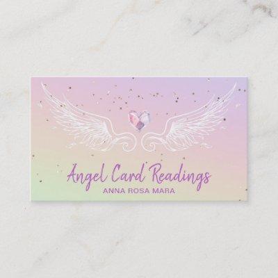 *~*  Crystal Heart Angel Wings Rainbow Pastel