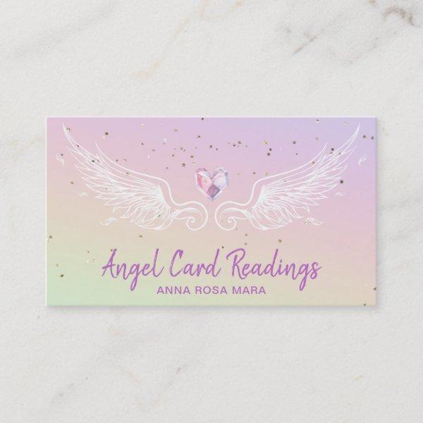 *~*  Crystal Heart Angel Wings Rainbow Pastel