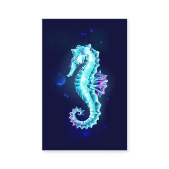 Crystal Ice Seahorse on Blue Background