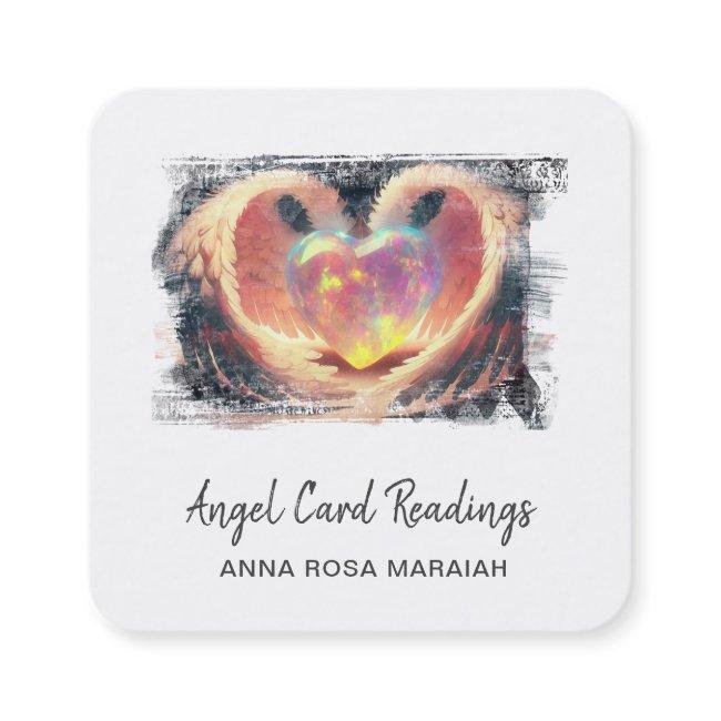 *~* Crystal Opal Heart QR Angel Wings AP78 Glow Square