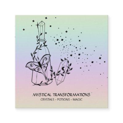 *~* Crystal Potions Luna Moth Stars Pastel Rainbow Square