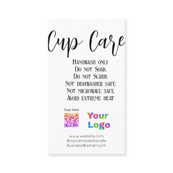 Cup care instructions add business name logo detai