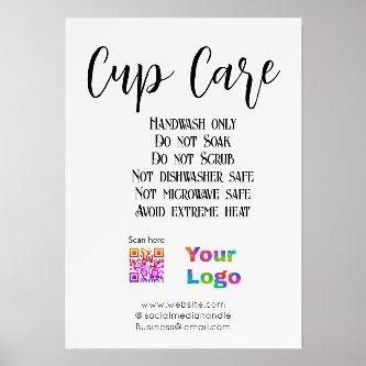 Cup care instructions add business name logo detai holder