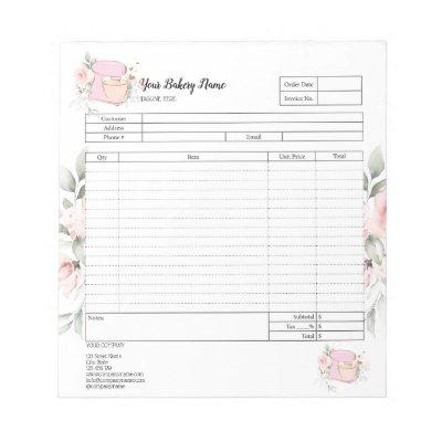 Cupcake Bakery Mixer Order Form Invoice  Notepad