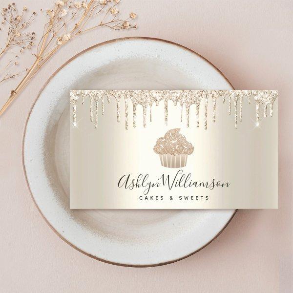 Cupcake Bakery Pastry Chef Glitter Drips Champagne