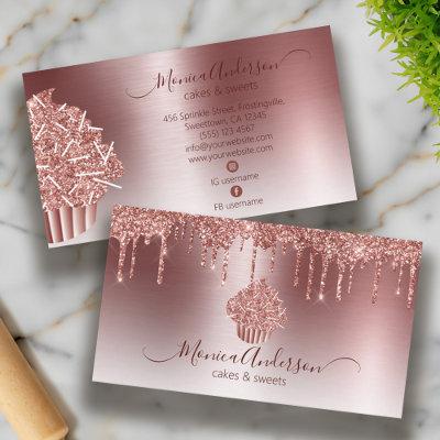 Cupcake Bakery Pastry Chef Glitter Drips Rose Gold