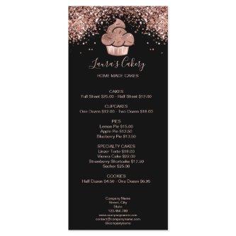 Cupcake Bakery Pastry Chef Glitter Drips Rose Gold Menu