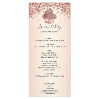 Cupcake Bakery Pastry Chef Glitter Drips Rose Gold Menu