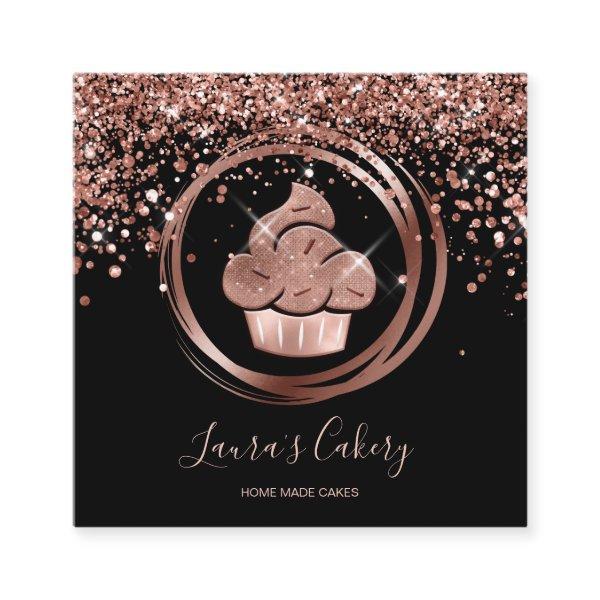 Cupcake Bakery Pastry Chef Glitter Drips Rose Gold Square