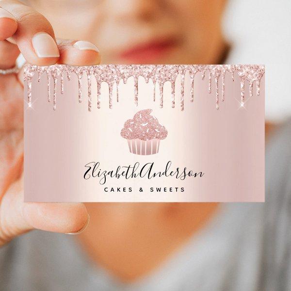 Cupcake Bakery Pastry Chef Rose Gold Glitter Drips