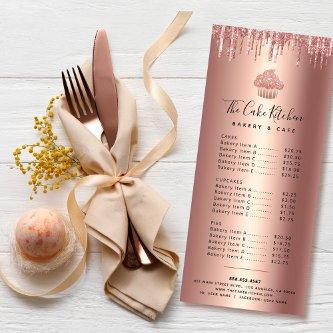 Cupcake Rose Gold Copper Glitter Bakery Chef Menu