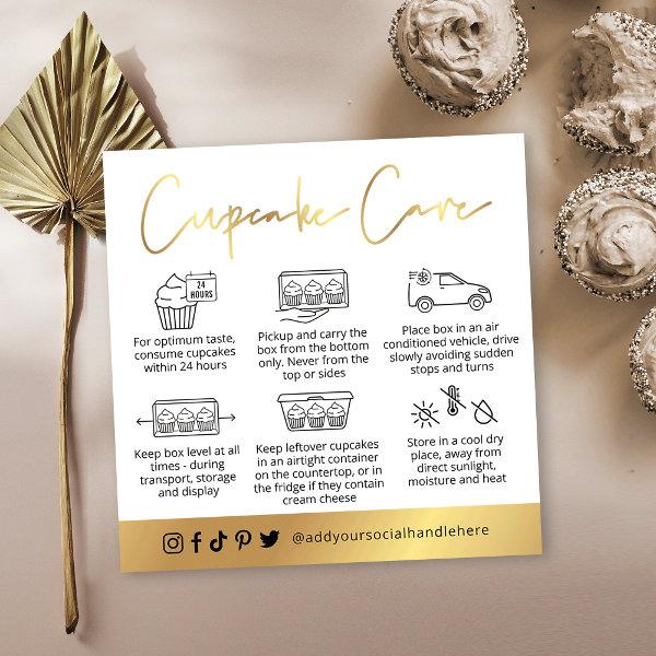 Cupcakes Care Guide White & Gold Logo Bakery Square