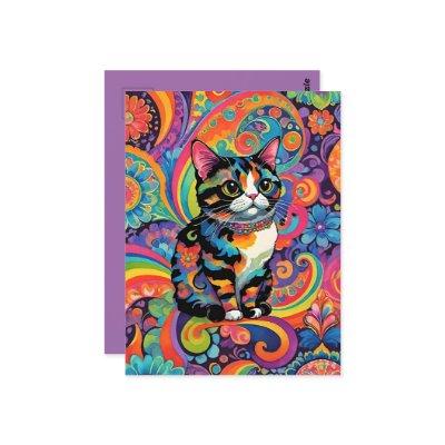 Curious Kitten Colorful Cat Art  Postcard