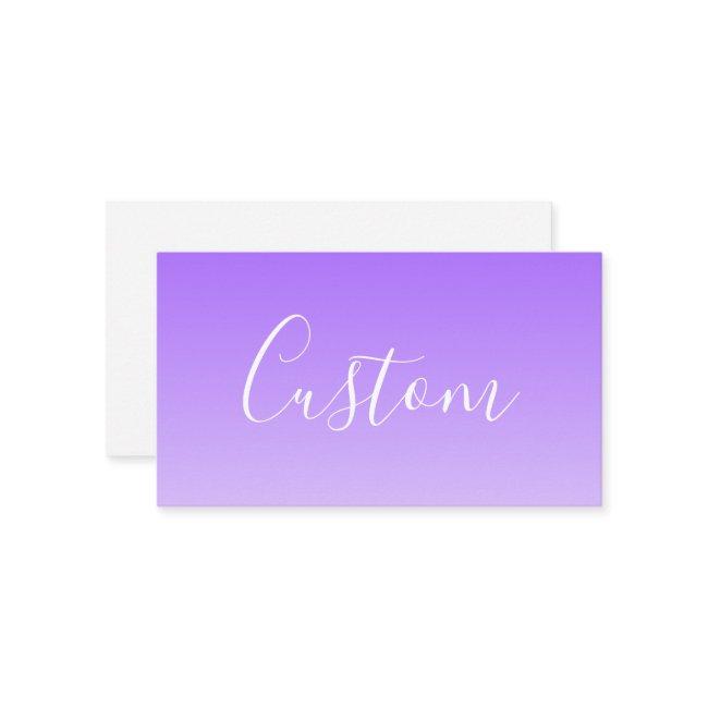 Cursive Script Name & Editable Light Purple Ombre Enclosure Card