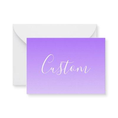 Cursive Script Name & Editable Light Purple Ombre  Note Card