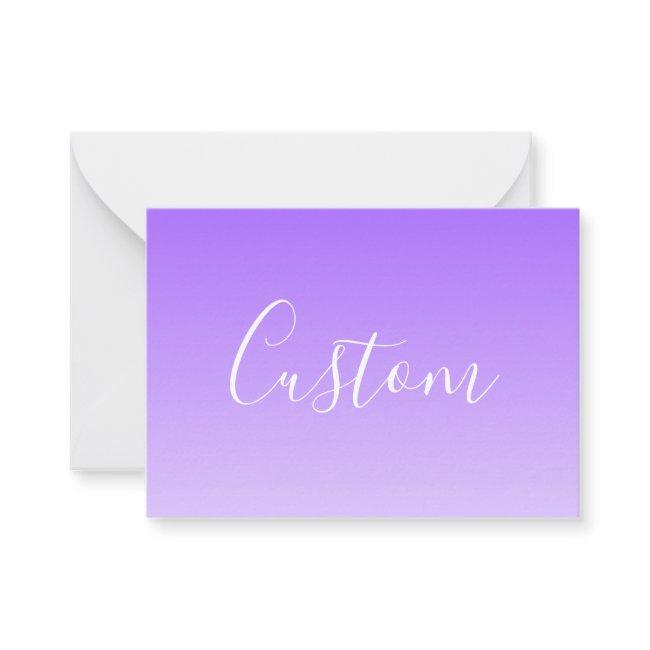 Cursive Script Name & Editable Light Purple Ombre Note Card