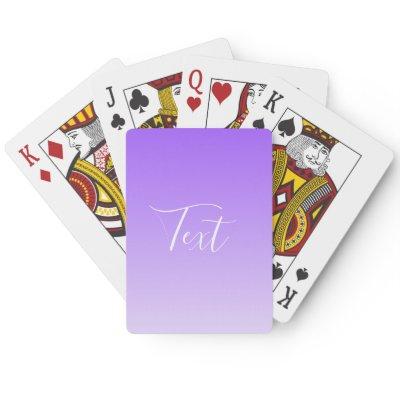 Cursive Script Name & Editable Light Purple Ombre  Poker Cards