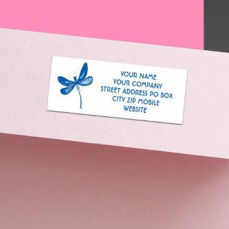 Curved Dragonfly Business or Personal Address Self-inking Stamp