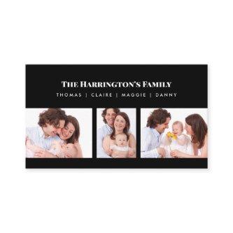 Custom 3 Sections Family Photo Collage Black Frame