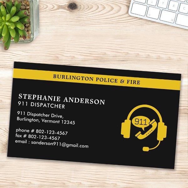 Custom 911 Dispatcher Modern Thin Gold Line Logo