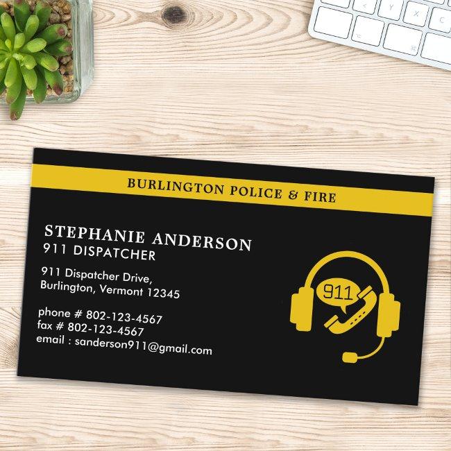 Custom 911 Dispatcher Modern Thin Gold Line Logo