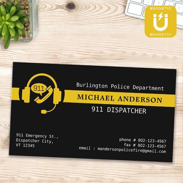 Custom 911 Dispatcher Simple Thin Gold Line Logo  Magnet