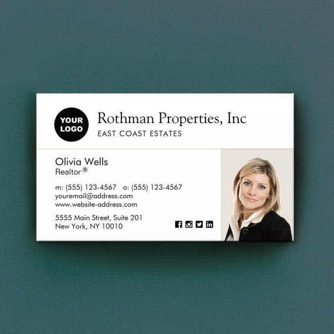 Custom Add Logo Real Estate Agent White Photo