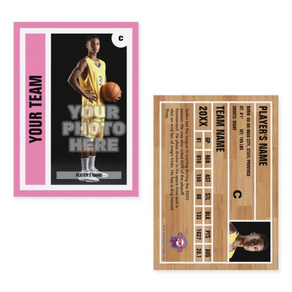 Custom Basketball Trading Card - Pink