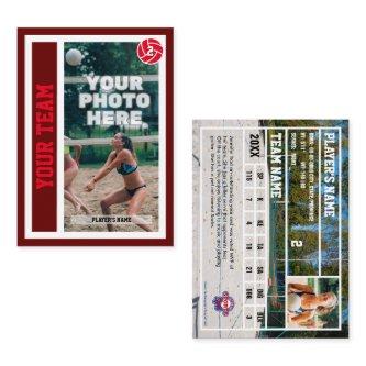 Custom Beach Volleyball Trading Card (Dark Red)