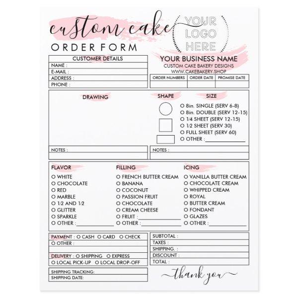 Custom Best Bakery Cake Order Form