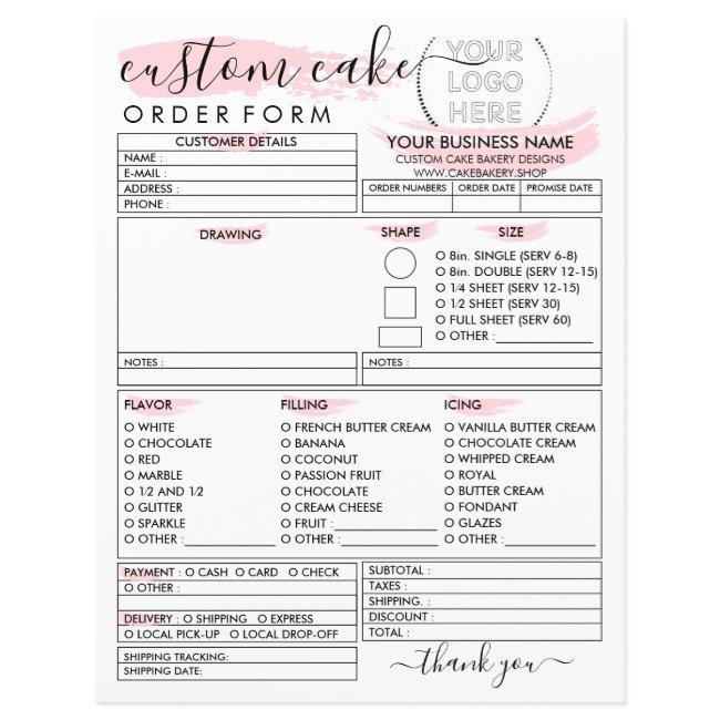 Custom Best Bakery Cake Order Form