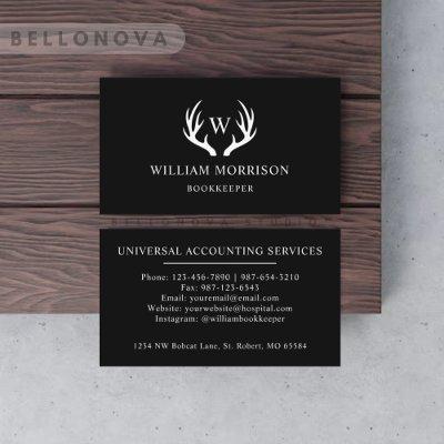Custom Black And White Deer Antler Monogrammed