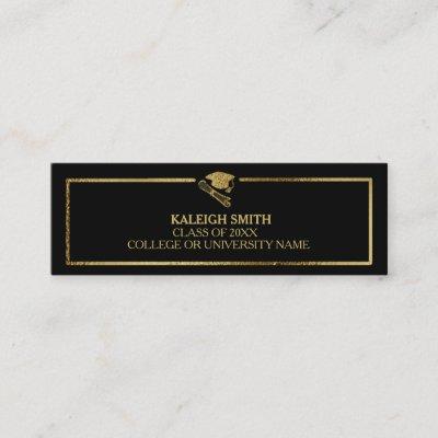 Custom Black Gold Graduation Insert Name Card