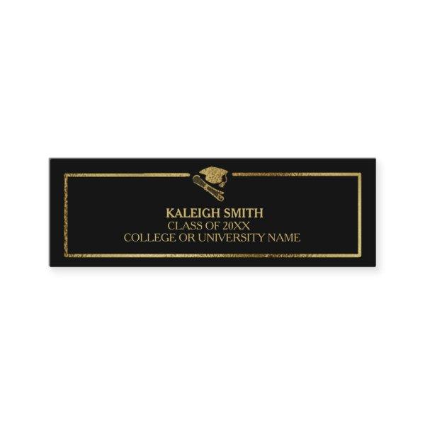 Custom Black Gold Graduation Insert Name Card