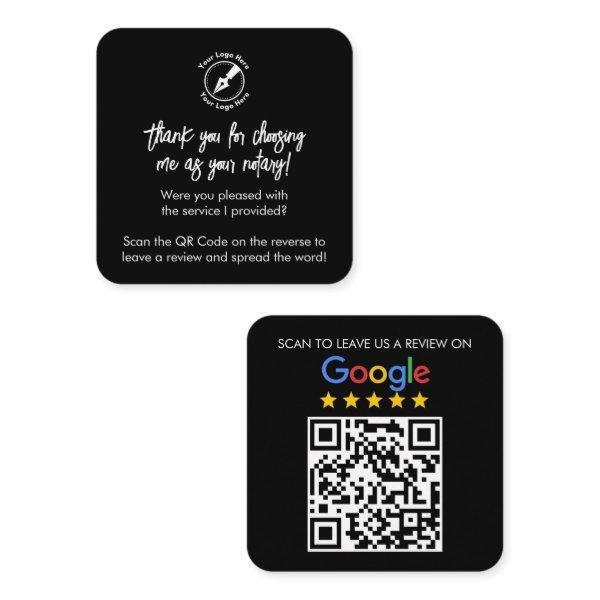 Custom Black Google Review QR Code Thanks Notary Square